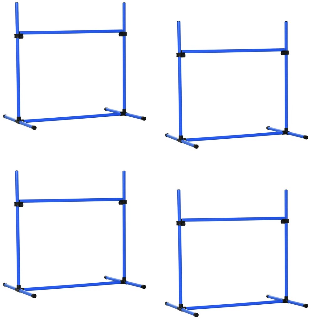 Agility słupki do slalomu stacjonata 4 x płotek do treningu niebieski pawhut
