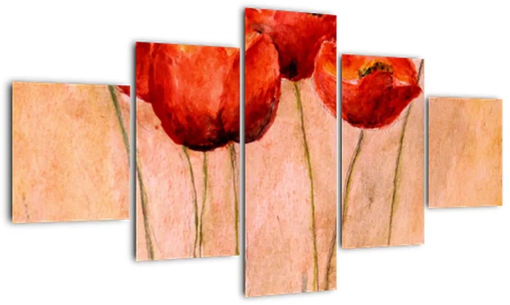 Obraz - Czerwone tulipany (125x70 cm)