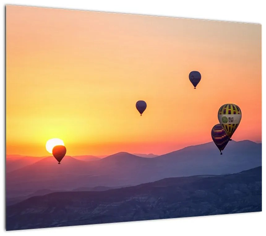 Obraz na szkle - balony na ogrzane powietrze (70x50 cm)