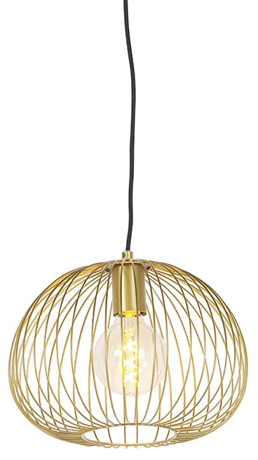 Zestaw 5 designerskich lamp wiszących czarno-złote - WiresDesignerski Oswietlenie wewnetrzne