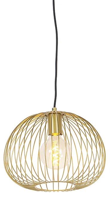 Zestaw 5 designerskich lamp wiszących czarnych i złotych - WiresDesignerski Oswietlenie wewnetrzne