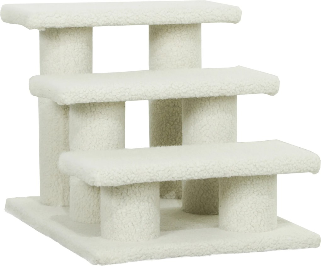 PawHut Schodki dla kota 3 stopnie Schodki dla zwierząt Schodki dla kota Schodki z pluszem 45 x 35 x 34 cm cm Beżowy | Aosom PL