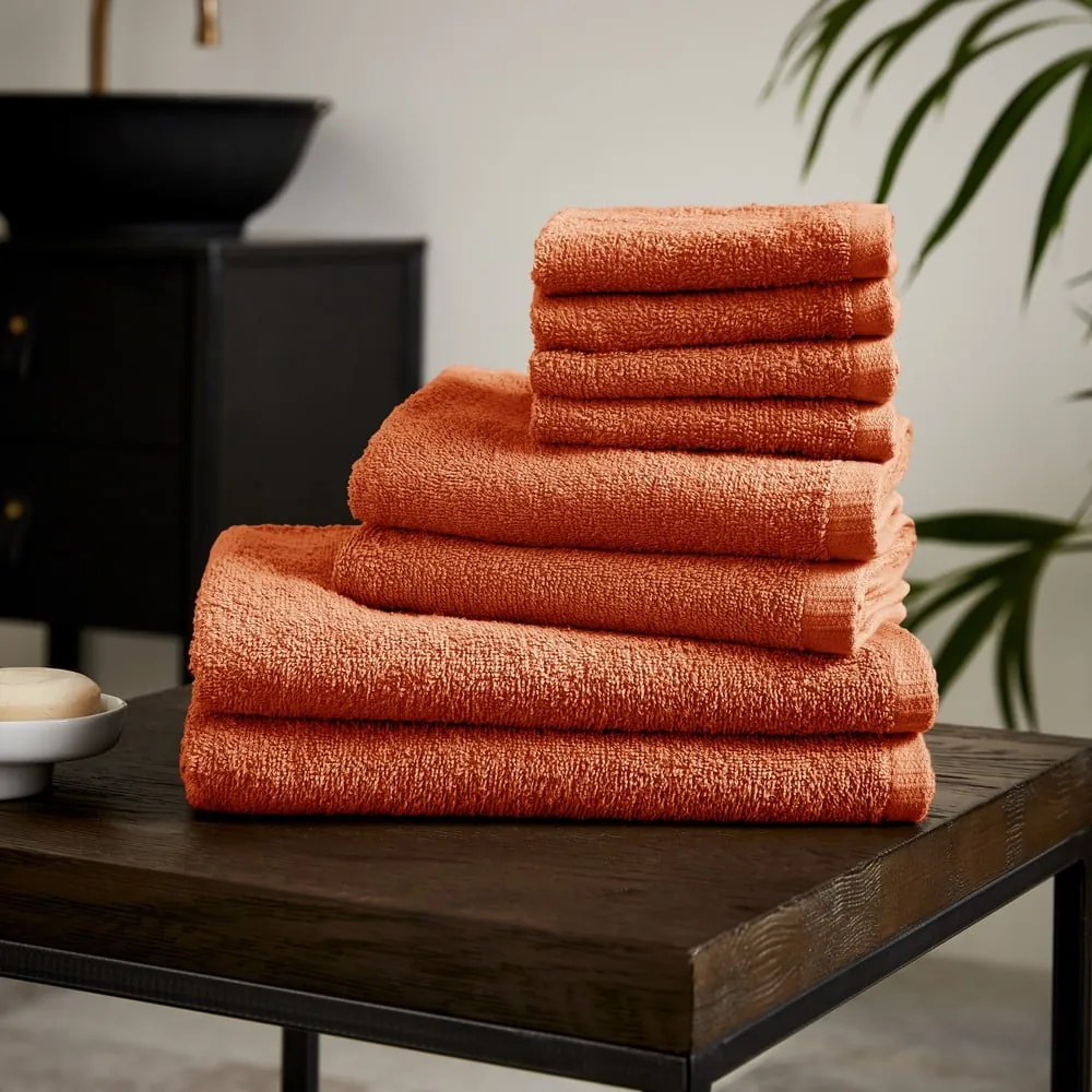 Pomarańczowe bawełniane ręczniki szybkoschnące zestaw 8 szt. Quick Dry – Catherine Lansfield
