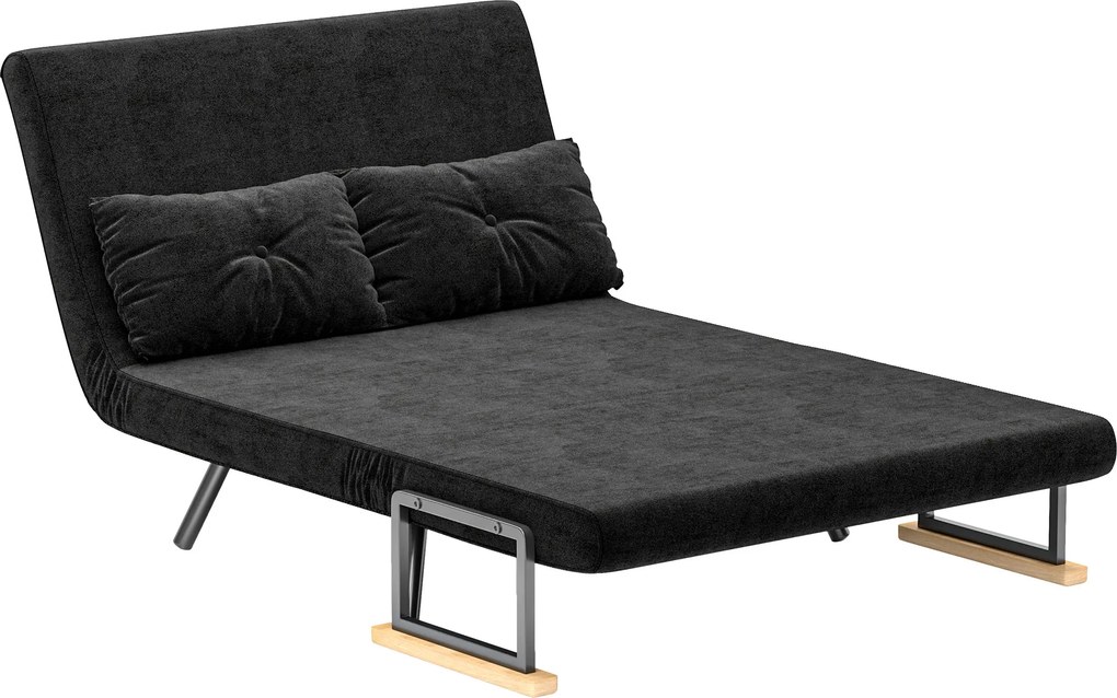 HOMCOM Dwuosobowa sofa rozkładana 4-w-1, sofa z 5-stopniowo regulowanym oparciem, 2 poduszki, 102 x 73 x 81 cm, czarna | Aosom PL