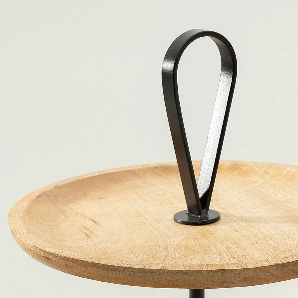 Patera drewniana dwupoziomowa Kabir 34x35 cm