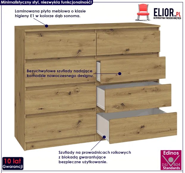 Komoda na ubrania dąb artisan 120 - Lonix