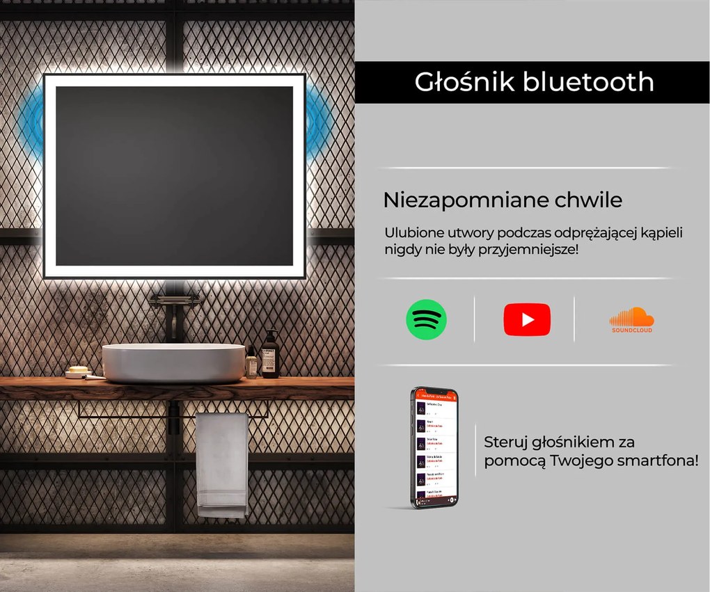 Lustro Ścienne na Poddasze z Podświetleniem LED L58