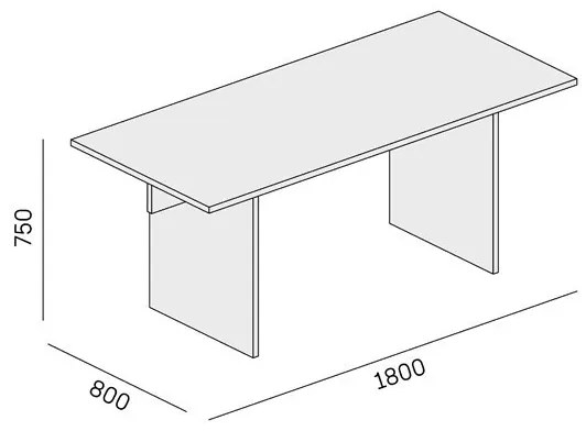 Biurko SINGLE SOLID, 1800 x 800 x 743 mm, biały