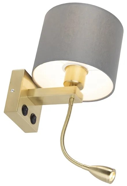 Lampa ścienna w stylu art deco złota z szarym kloszem - Brescia ArtDeco Oswietlenie wewnetrzne