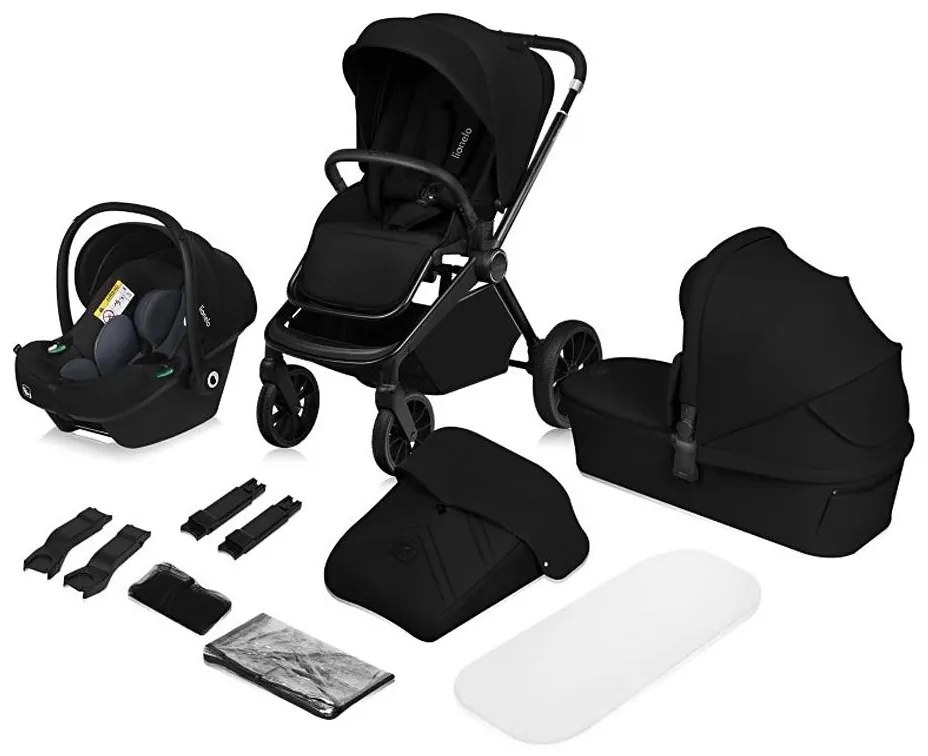 Lionelo - Wózek kombinowany 3 w 1 MIKA PLUS Czarny Onyks