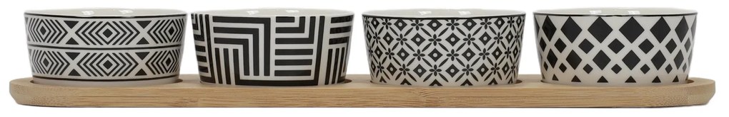 Zestaw do serwowania przekąsek, 4 miseczki, porcelana
