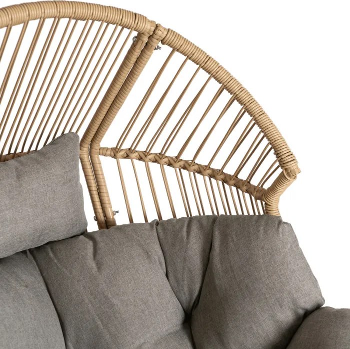 Fotel Ogrodowy z Podnóżkiem PORTLAND Kokon Wypoczynkowy Szary Nowoczesny Boho