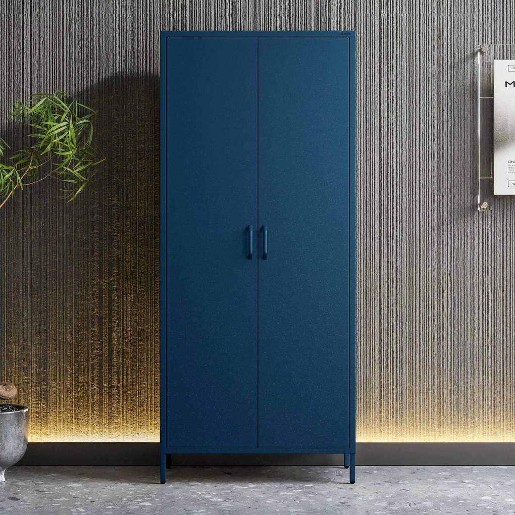 Szafa na ubrania metalowa granatowa: Modern FLAVIO, 800 x 1850 x 450 mm