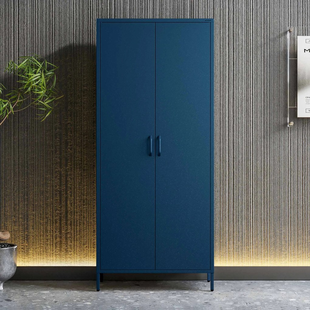 Szafa na ubrania metalowa loftowa na nóżkach granatowa, 800x1850x450 mm: FLAVIO Modern