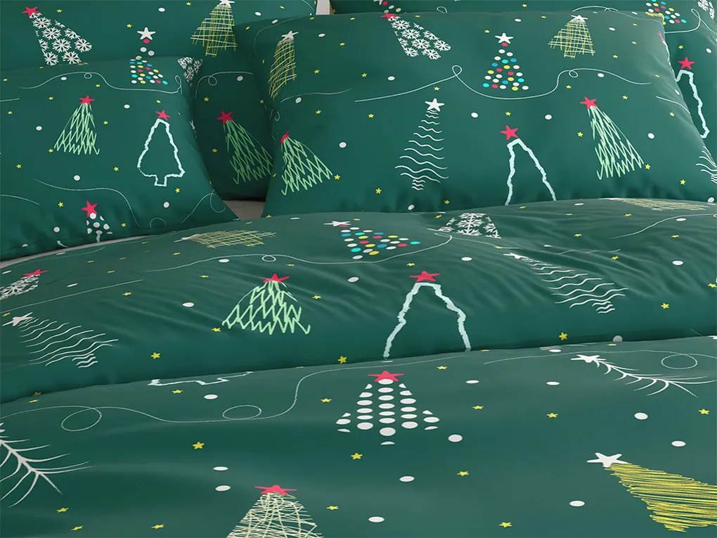 PrzytulneMieszkanie.pl PrzytulneMieszkanie.pl Pościel z mikrofibry CHRISTMAS DRIFT zielone Rozmiar pościeli: 2 szt 70 x 90 cm | 200 x 220 cm