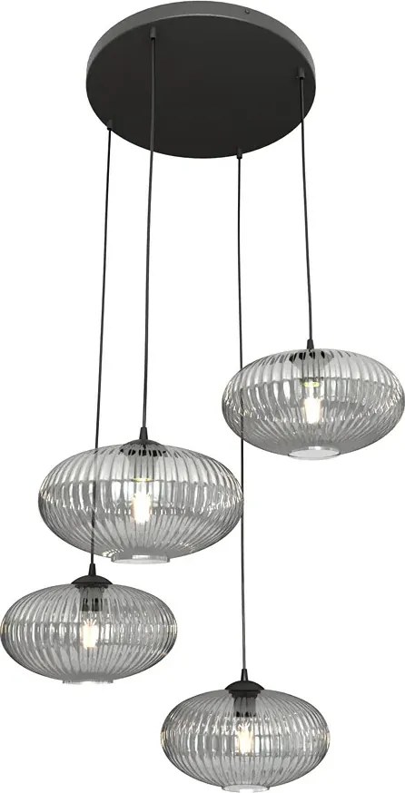 Szklana lampa wisząca z grafitowymi kloszami - D175 B8-G58