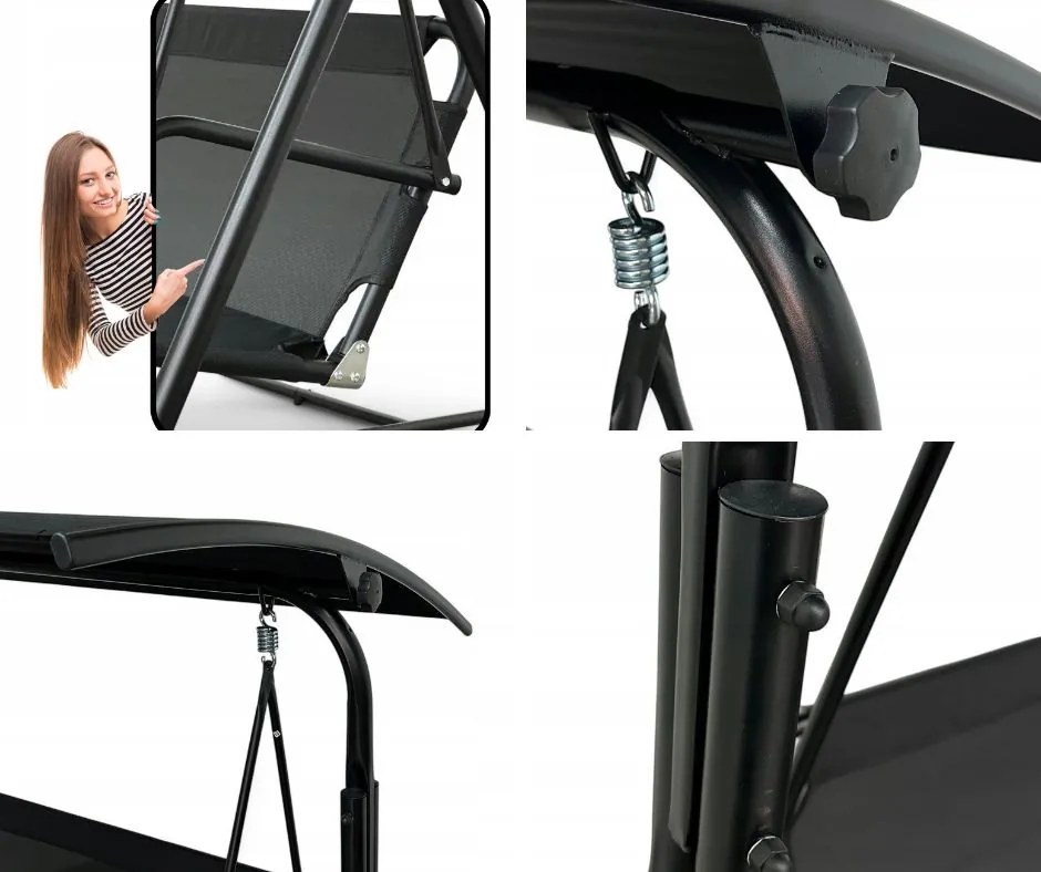 Huśtawka do ogrodu Paloma MAS-4006, wolnostojąca, kolor czarny