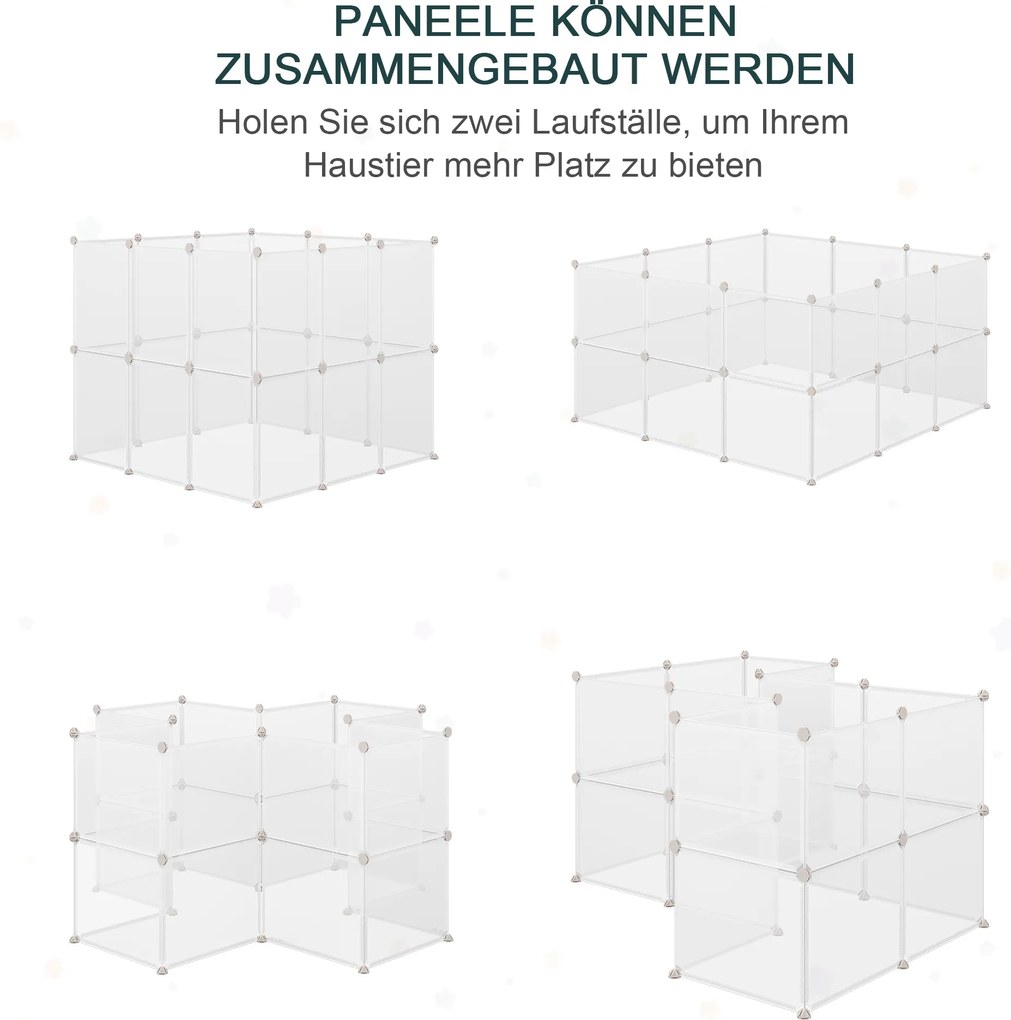 Kojec DIY dla szczeniąt 12 paneli łatwy montaż przestronny biały 105x105x45cm | Aosom PL
