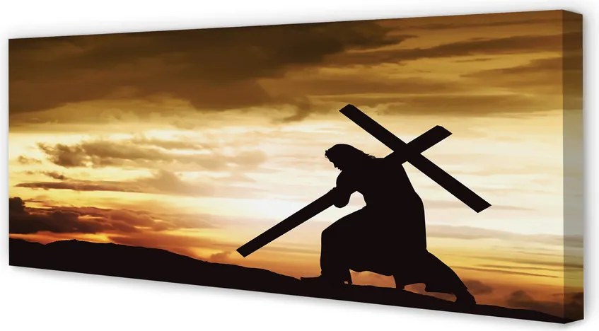 Zdjęcie na płótnie Jezus na Krzyżu o Zachodzie Słońca