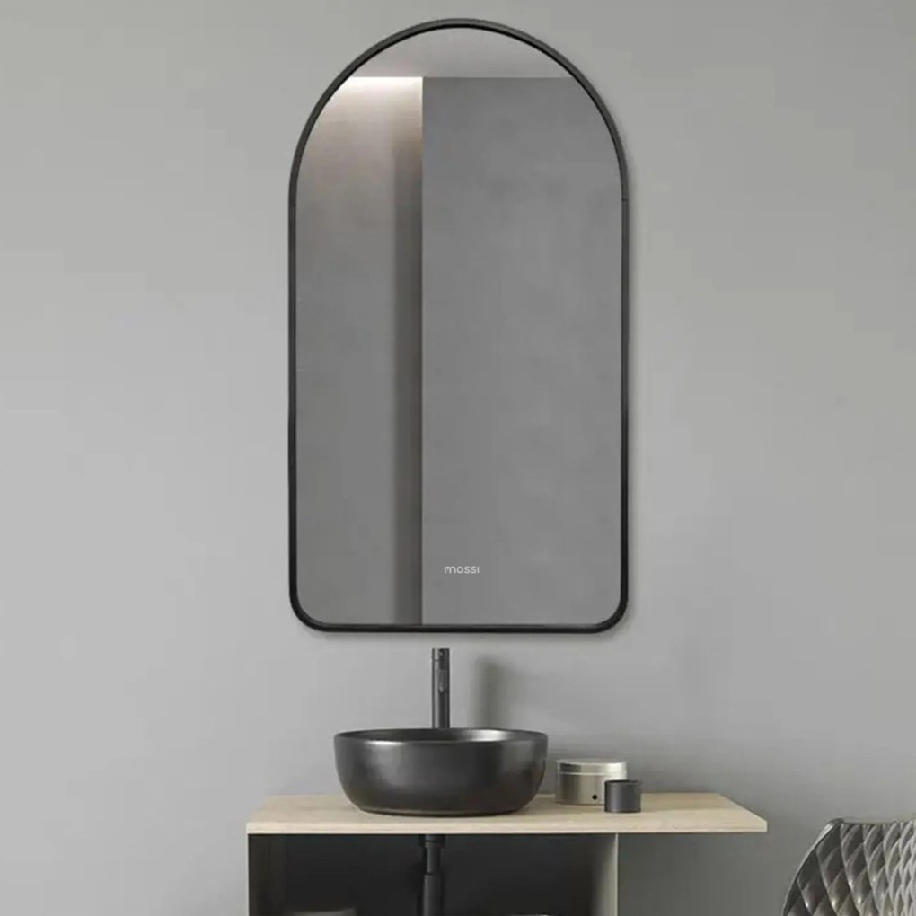 Lustro owalne wiszące portalowe w czarnej aluminiowej ramie 50 x 100 cm ARCH BLACK