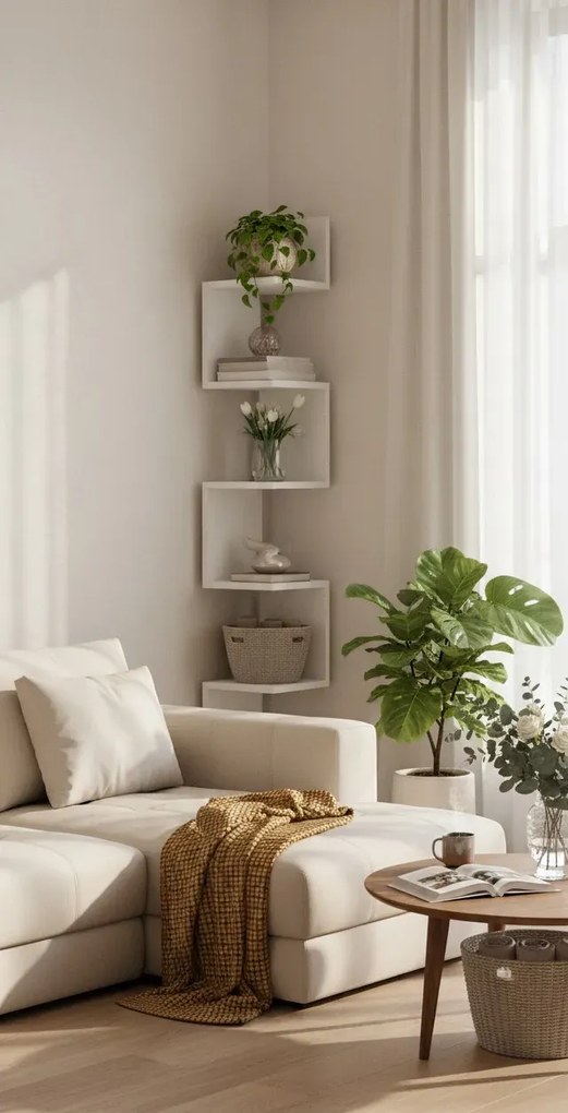 Narożna półka ścienna w kolorze dąb artisan D2-N33