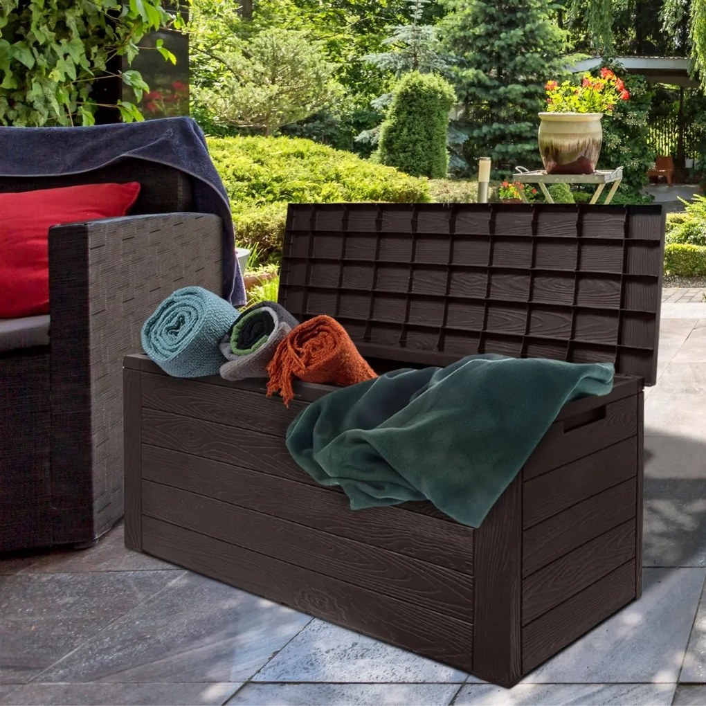 Pojemnik do przechowywania WOODEBOX, 280L, 120x46x57cm, ciemny brąz Prosperplast