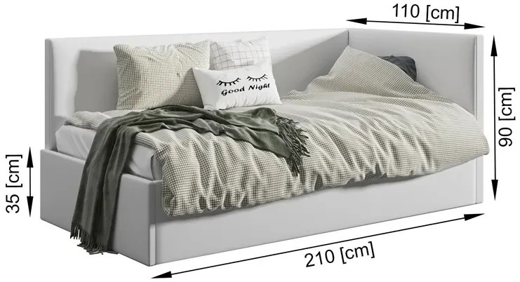 Popielate łóżko młodzieżowe ze schowkiem 100x200 - Barnet 4X