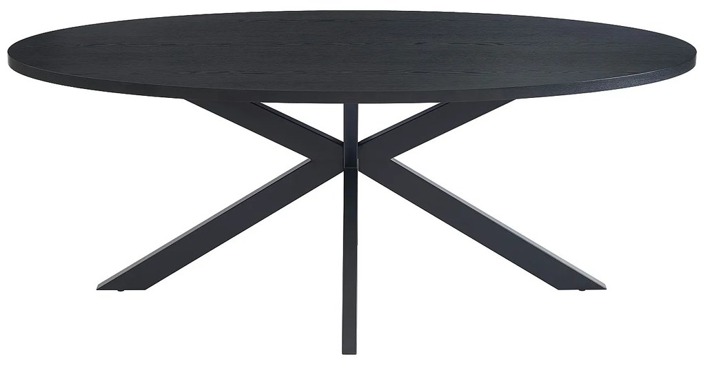 Stół 8-osobowy, okleina dębowa i metal – Czarny – LINIOMA