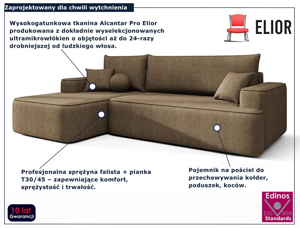 Brązowy narożnik rozkładany z pojemnikiem B7-P40