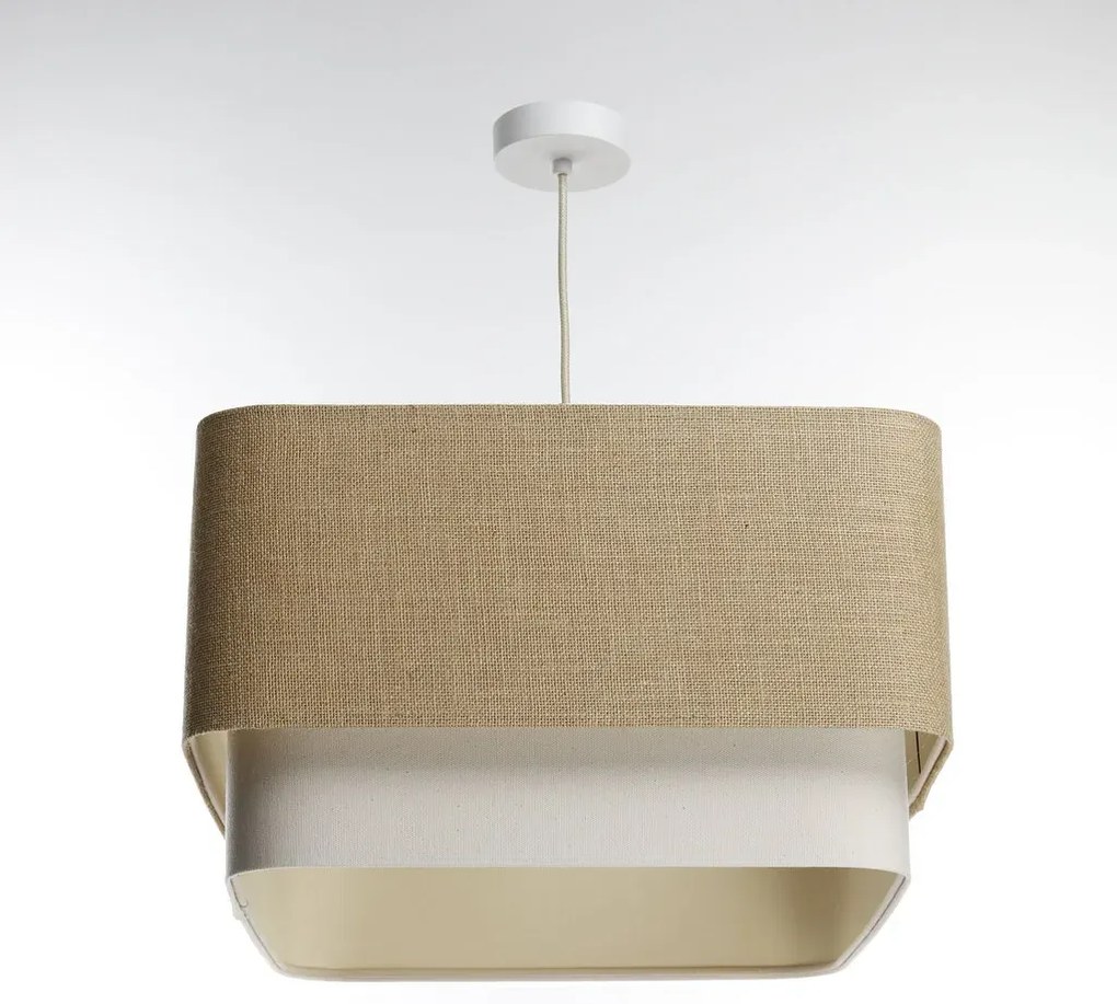Lampa wisząca KWADRO DUO 001 51x47cm jutowa/kremowa BPS KONCEPT
