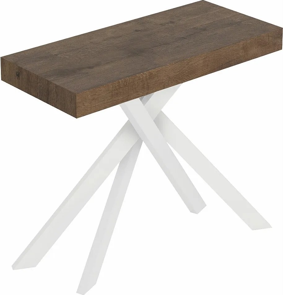 Rozkładany stół konsolowy 90x40/196 cm Saki Small orzech białe nogi