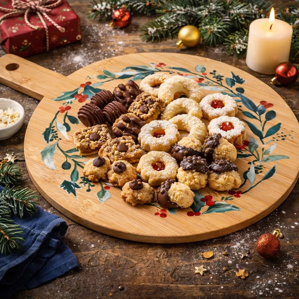 Świąteczna deska do serwowania z bambusa Wieniec I