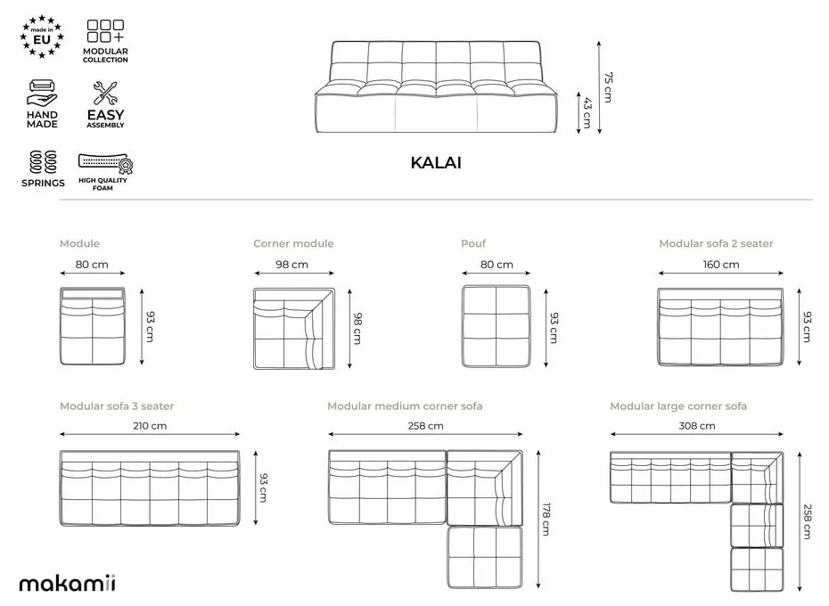 Beżowy podnóżek modułowy Kalai – Makamii