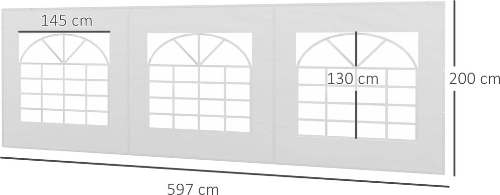 Outsunny Zastępcza ściana do namiotu imprezowego lub pawilonu, wodoszczelna, łatwy montaż, 6 x 2 m, Biały
