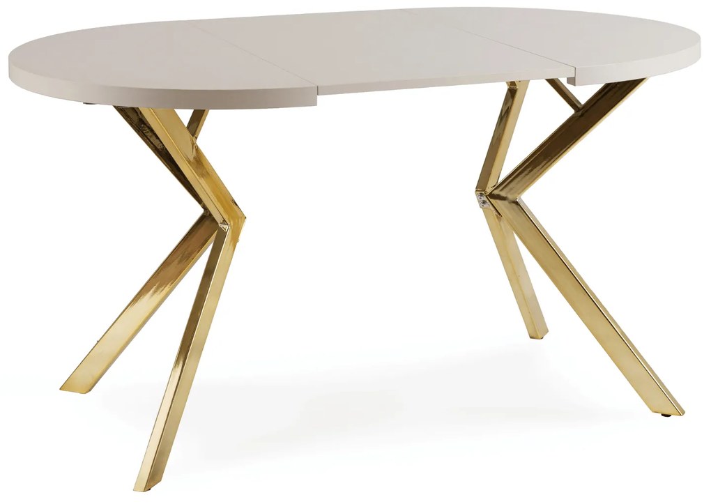 Stół Okrągły Rozkładany LUGO 90-190 cm Kaszmir/Złoty Glamour