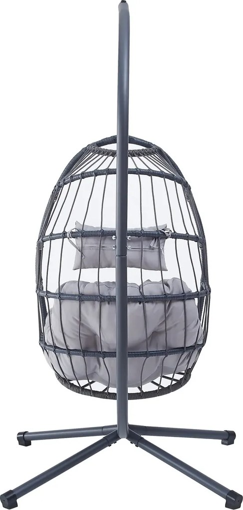 Autronic Fotel wiszący, metal, polyratan, szary, AZ-V 1269GREY