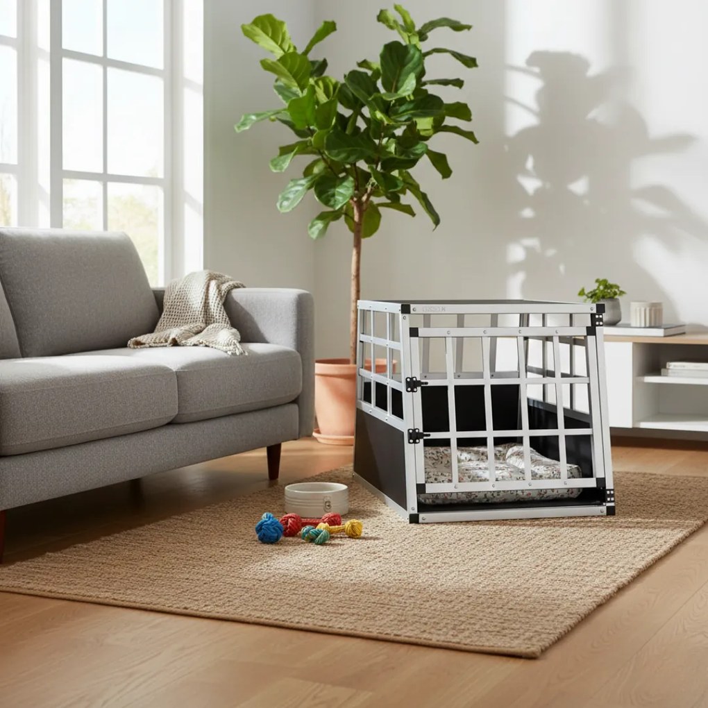 Transporter dla psa BRUNO, 70x54x51cm, srebrna/czarna Cadoca