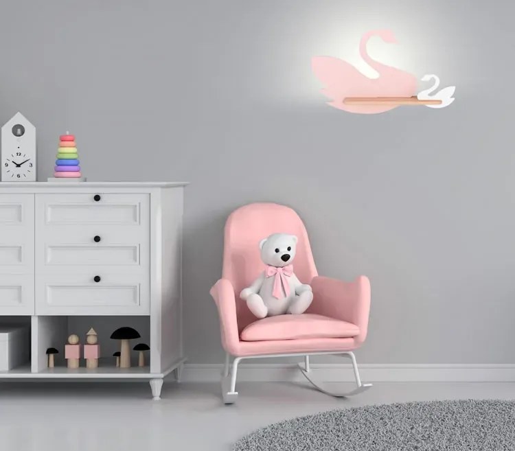 Różowo-biały kinkiet ścienny w kształcie łabędzia - K037-Rosam