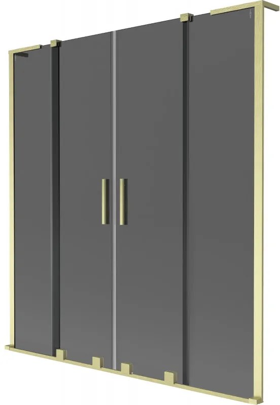Mexen Velar L Duo parawan nawannowy 2-skrzydłowy rozsuwany 160 x 150 cm, grafit, złoty szczotkowany - 896-160-003-42-55