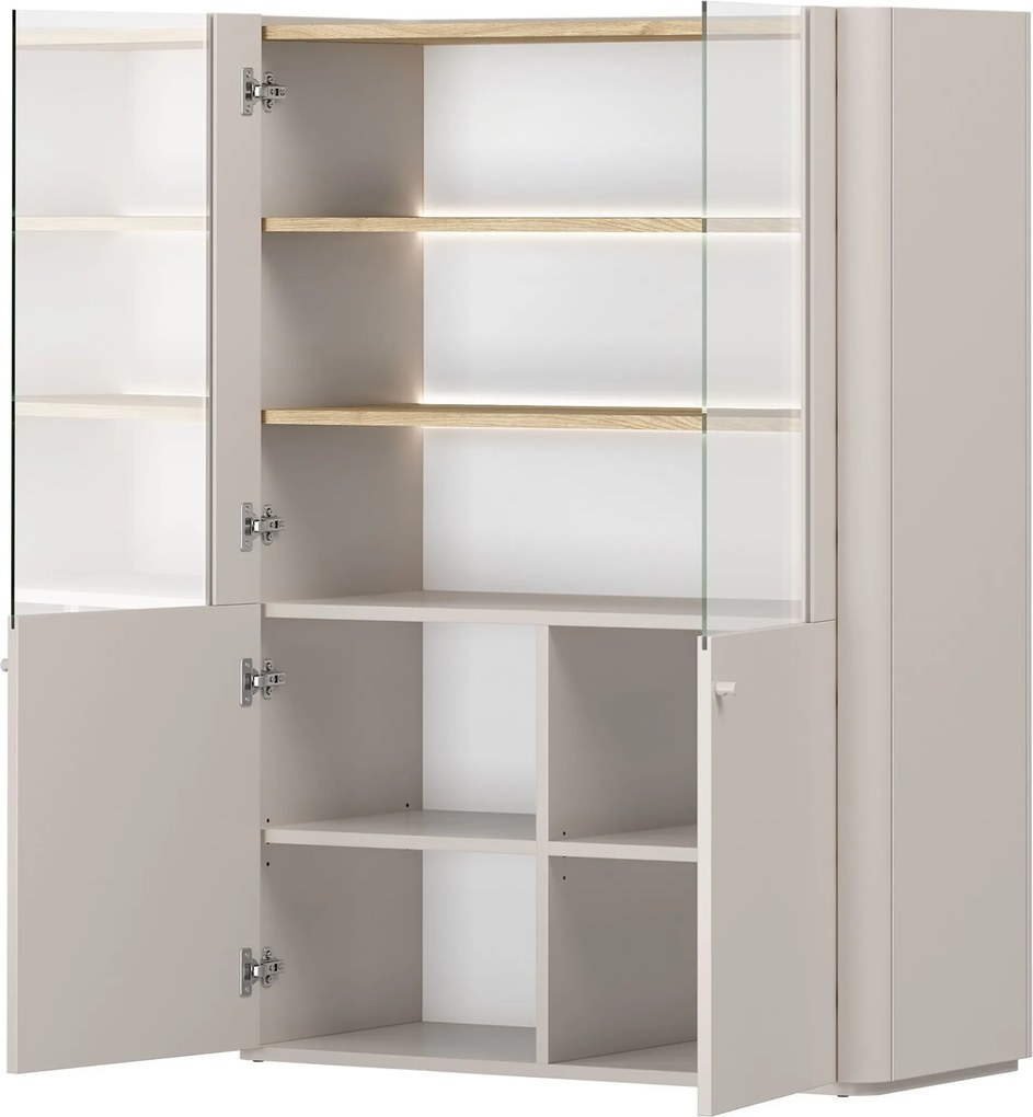 Witryna Elivo 100 cm dwudrzwiowa - kaszmir / dąb olejowany