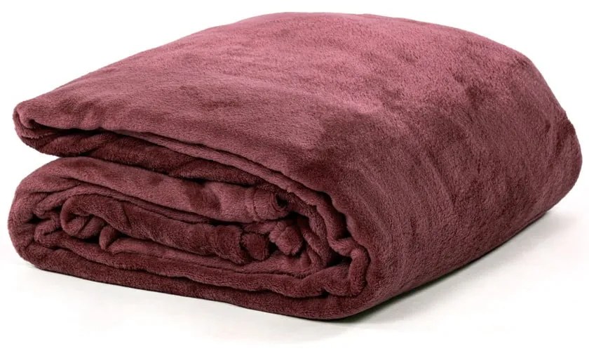 Bordowa narzuta na łóżko dwuosobowe z mikropluszu 220x240 cm Cosy – Tiseco Home Studio