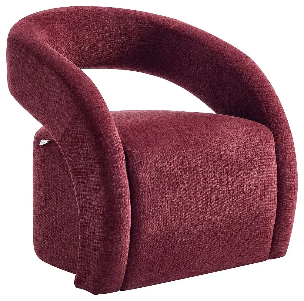 Fotel z burgundowej tkaniny szenilowej LUCIOTA marki Maison Céphy