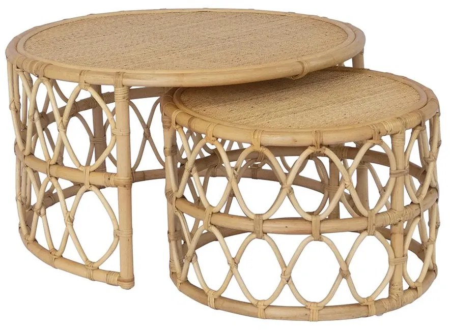 Stoliki kawowe wsuwane - Rattan - Kolor: Naturalny - RONITA