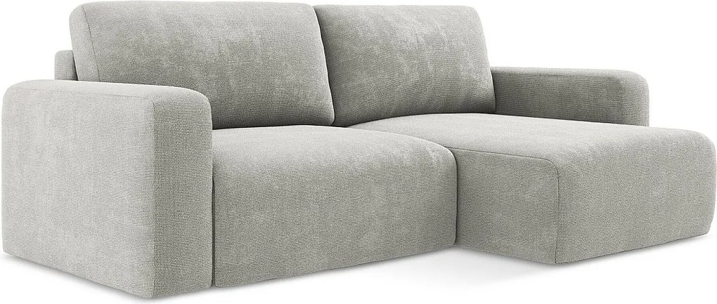 Narożnik prawostronny z funkcją spania - z tkaniny szenilowej - jasny szary - KONA