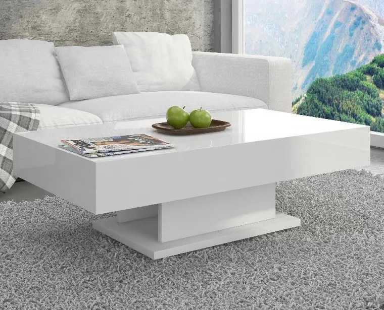 Stolik kawowy do salonu Orido 90x60 cm, kolor biały połysk