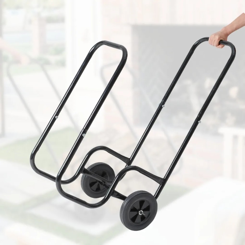 Wózek na drewno opałowe AUREL, 56x45x105cm, czarna Gardebruk