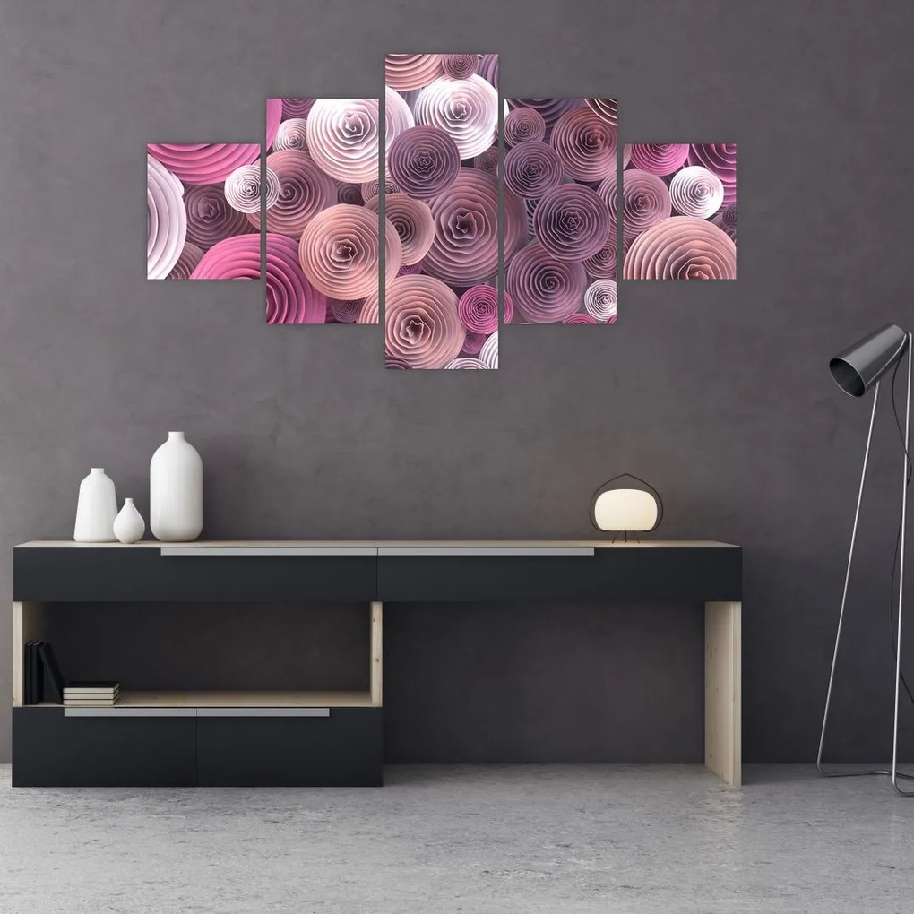 Abstrakcyjny obraz kwiatów róży (125x70 cm)
