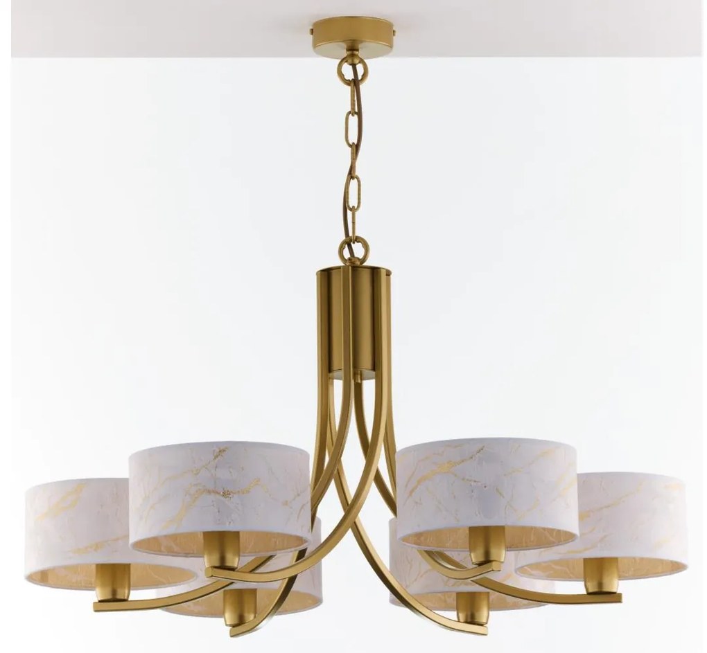 Jupiter 2098 - Żyrandol na łańcuchu ARTHUR 6xE27/15W/230V biały/złoty/dekor marmuru