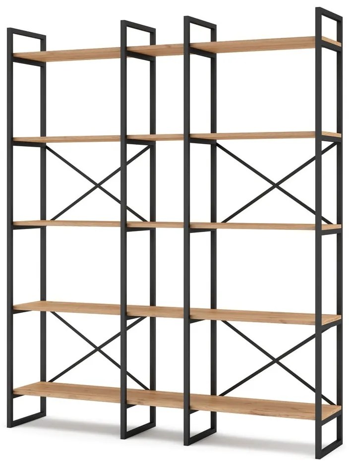 Czarno-naturalny regał w dekorze dębu 144x175 cm Dusan – Marckeric