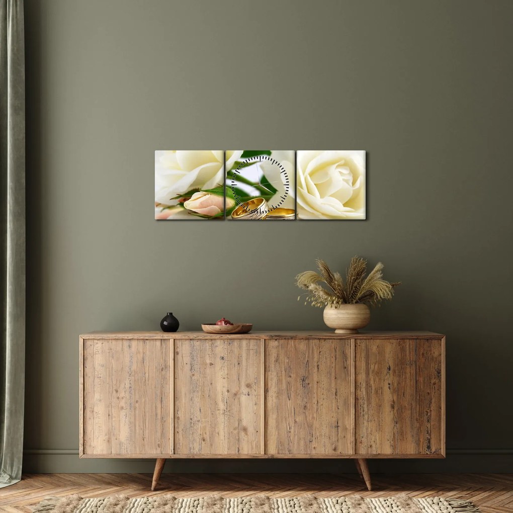 Obraz - Dzień ślubu (z zegarem) (90x30 cm)
